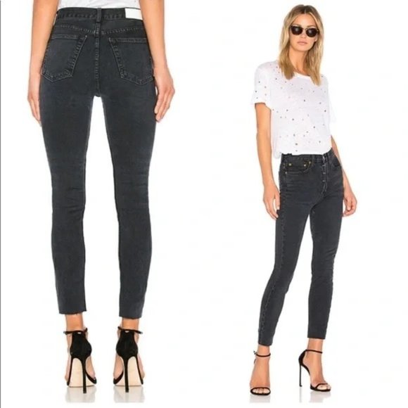RE/DONE Originals High Rise Ankle Crop in Faded Black - Size 26 - Picture 8 of 11